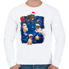 PRINTFASHION Karácsonyi kutyák - Férfi pulóver - Fehér férfi pulóver, kardigán