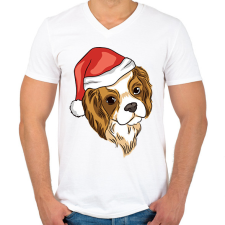 PRINTFASHION Karácsonyi kutyus - Férfi V-nyakú póló - Fehér férfi póló