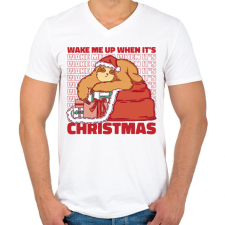 PRINTFASHION Karácsonyi lajhár - Férfi V-nyakú póló - Fehér férfi póló