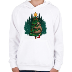 PRINTFASHION Karácsonyi lajhár - Gyerek kapucnis pulóver - Fehér