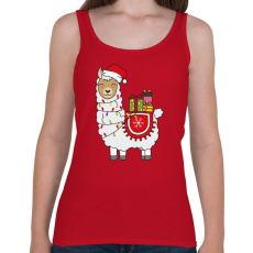 PRINTFASHION Karácsonyi láma - Női atléta - Cseresznyepiros