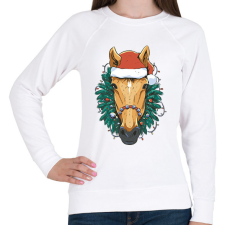 PRINTFASHION Karácsonyi ló - Női pulóver - Fehér női pulóver, kardigán