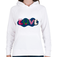 PRINTFASHION Karácsonyi love - Női kapucnis pulóver - Fehér női pulóver, kardigán