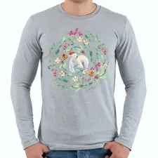 PRINTFASHION Karácsonyi maci - Férfi hosszú ujjú póló - Sport szürke férfi póló
