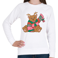 PRINTFASHION Karácsonyi maci - Női pulóver - Fehér női pulóver, kardigán