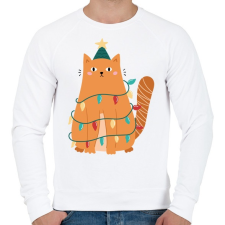 PRINTFASHION Karácsonyi macska - Férfi pulóver - Fehér férfi pulóver, kardigán