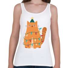 PRINTFASHION Karácsonyi macska - Női atléta - Fehér női trikó