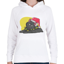 PRINTFASHION Karácsonyi macska - Női kapucnis pulóver - Fehér női pulóver, kardigán