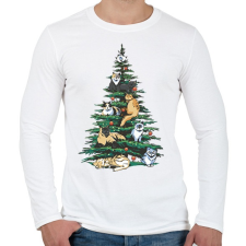 PRINTFASHION Karácsonyi macskák - Férfi hosszú ujjú póló - Fehér férfi póló