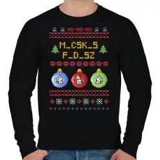 PRINTFASHION Karácsonyi Macskás Fadísz - Férfi pulóver - Fekete
