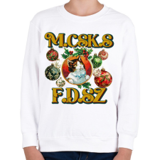 PRINTFASHION Karácsonyi Macskás Fadísz  - Gyerek pulóver - Fehér gyerek pulóver, kardigán