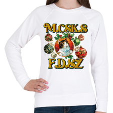 PRINTFASHION Karácsonyi Macskás Fadísz  - Női pulóver - Fehér női pulóver, kardigán