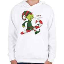 PRINTFASHION Karácsonyi manó - Gyerek kapucnis pulóver - Fehér gyerek pulóver, kardigán
