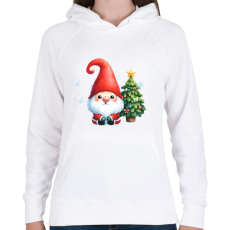 PRINTFASHION karácsonyi manó - Női kapucnis pulóver - Fehér