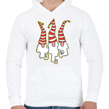 PRINTFASHION Karácsonyi manók - Férfi kapucnis pulóver - Fehér férfi pulóver, kardigán