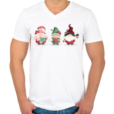 PRINTFASHION Karácsonyi manók - Férfi V-nyakú póló - Fehér férfi póló