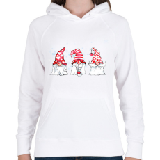 PRINTFASHION karácsonyi manók - Női kapucnis pulóver - Fehér