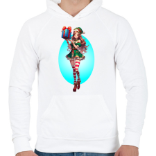 PRINTFASHION Karácsonyi manólány - Férfi kapucnis pulóver - Fehér férfi pulóver, kardigán