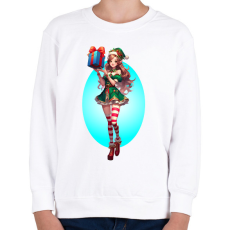 PRINTFASHION Karácsonyi manólány - Gyerek pulóver - Fehér