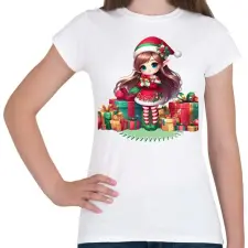 PRINTFASHION Karácsonyi manólány - Női póló - Fehér női póló