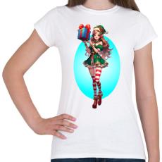 PRINTFASHION Karácsonyi manólány - Női póló - Fehér