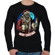 PRINTFASHION Karácsonyi mikulás zombi - Férfi hosszú ujjú póló - Fekete