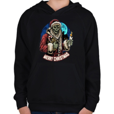 PRINTFASHION Karácsonyi mikulás zombi - Gyerek kapucnis pulóver - Fekete