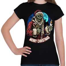 PRINTFASHION Karácsonyi mikulás zombi - Női póló - Fekete