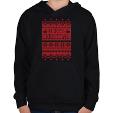 PRINTFASHION Karácsonyi minta - Gyerek kapucnis pulóver - Fekete gyerek pulóver, kardigán