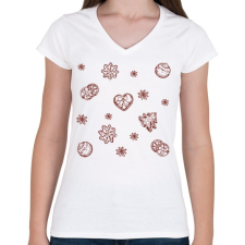 PRINTFASHION Karácsonyi minta - Női V-nyakú póló - Fehér női póló