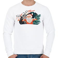 PRINTFASHION Karácsonyi minta - télapó és rénszarvas_Rajztábla 1 - Férfi pulóver - Fehér férfi pulóver, kardigán