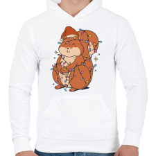 PRINTFASHION Karácsonyi mókus - Férfi kapucnis pulóver - Fehér férfi pulóver, kardigán