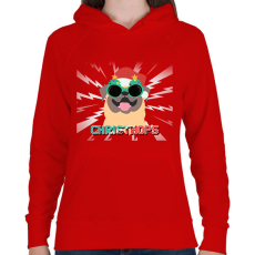 PRINTFASHION KARÁCSONYI MOPSZ - Női kapucnis pulóver - Piros