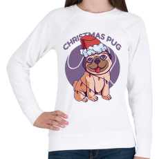 PRINTFASHION Karácsonyi mopsz - Női pulóver - Fehér