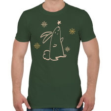 PRINTFASHION Karácsonyi nyuszi rajz - Férfi póló - Katonazöld férfi póló