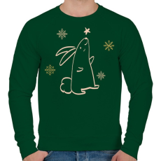 PRINTFASHION Karácsonyi nyuszi rajz - Férfi pulóver - Sötétzöld