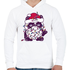 PRINTFASHION Karácsonyi panda - Férfi kapucnis pulóver - Fehér