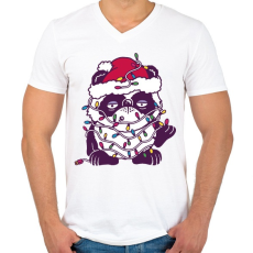 PRINTFASHION Karácsonyi panda - Férfi V-nyakú póló - Fehér
