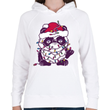 PRINTFASHION Karácsonyi panda - Női kapucnis pulóver - Fehér női pulóver, kardigán
