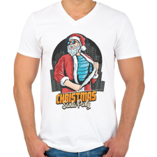 PRINTFASHION Karácsonyi party  - Férfi V-nyakú póló - Fehér férfi póló