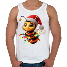 PRINTFASHION Karácsonyi party méhecske - Férfi atléta - Fehér