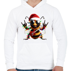 PRINTFASHION Karácsonyi party méhecske - Férfi kapucnis pulóver - Fehér