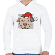 PRINTFASHION Karácsonyi pitbull - Férfi kapucnis pulóver - Fehér férfi pulóver, kardigán