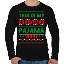 PRINTFASHION Karácsonyi pizsama póló - Férfi hosszú ujjú póló - Fekete férfi pizsama