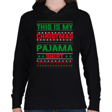 PRINTFASHION Karácsonyi pizsama póló - Női kapucnis pulóver - Fekete hálóing, pizsama