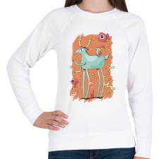 PRINTFASHION Karácsonyi rajz szarvassal manóval - Női pulóver - Fehér női pulóver, kardigán