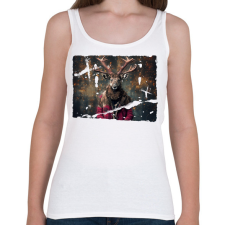 PRINTFASHION Karácsonyi rénszarvas - Női atléta - Fehér női trikó