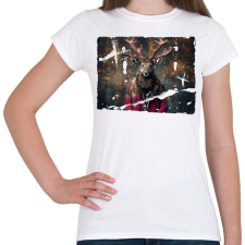 PRINTFASHION Karácsonyi rénszarvas - Női póló - Fehér női póló