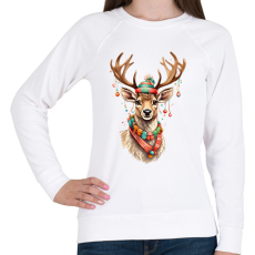 PRINTFASHION Karácsonyi rénszarvas - Női pulóver - Fehér