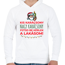 PRINTFASHION Karácsonyi rezsicsökkentés 2 - Férfi kapucnis pulóver - Fehér férfi pulóver, kardigán